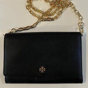 Tory Burch Emerson Black Saffiano Mini Crossbody Purse/Clutch Bag